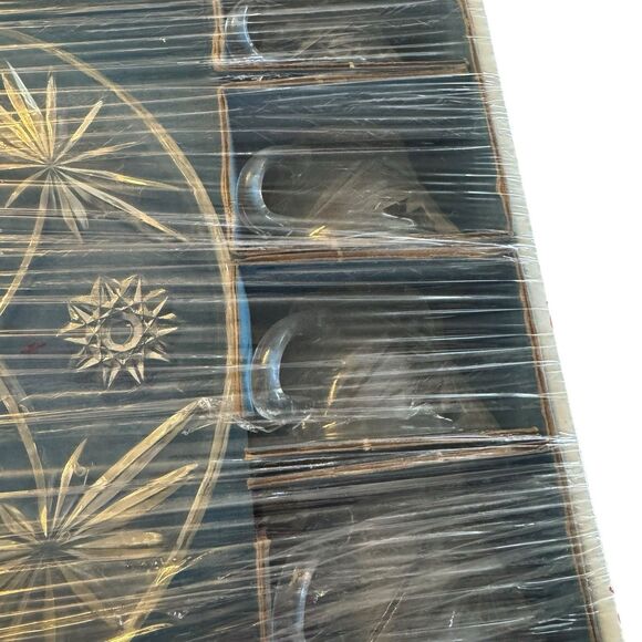 Vtg MCM Plate Tea Cup Set Anchor Hocking Early American Prescut 8 Piece Snack - Picture 13 of 16